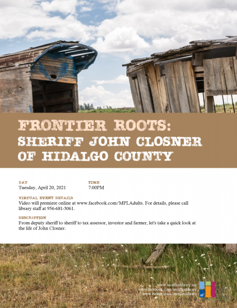 Image for event: Frontier Roots: Sheriff John Closner of Hidalgo County